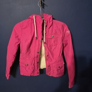 Abercrombie & Fitch Women's Hot Pink Y2K Faux Fur Plush Lined Full-Zip Jacket XS